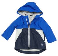 Modro-tmavomodro-bílá nepromokavá jarní bunda s kapucí F&F