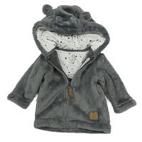 Šedá chlupatá propínací mikina s kapucí F&F