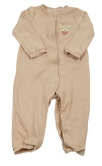 Starorůžový žebrovaný overal s medvídkem C&A