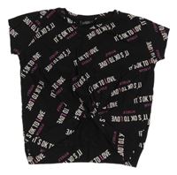 Černé crop tričko s nápisy Page Young 