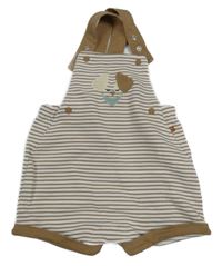 Béžovo-bílé pruhované laclové kraťasy s pejskem Obaibi