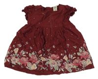 Vínové kytičkované plátěné šaty OshKosh 