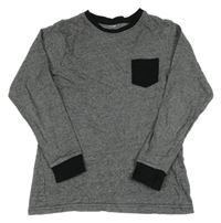 Černo-bílé pruhované triko s kapsou Zeeman