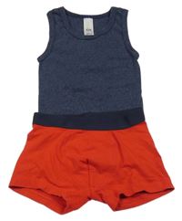 2set - Tmavomodrý nátělník + červené boxerky C&A