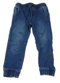Tmavomodré teplákovo/riflové slim kalhoty Denim 