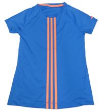 Safírové sportovní funkční tričko s pruhy Adidas 