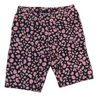 Tmavomodro-růžové vzorované legínové kraťasy Y.F.K.