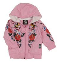 Světlerůžová propínací mikina s potiskem a kapucí Six Bunnies