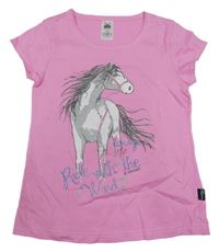 Svělerůžové tričko s koníkem Trigema 