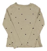 Béžové triko se srdíčky H&M