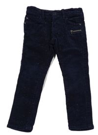 Tmavomodré manšestrové třpytivé skinny kalhoty Okaidi