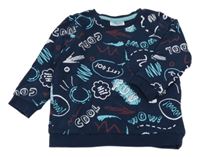 Tmavomodrá oversize mikina s nápisy So Cute