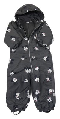 Antracitová šusťáková zimní kombinéza s Mickeym a kapucí H&M