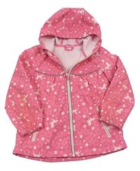 Růžová softshellová bunda s hvězdičkami a jednorožci a kapucí Kiki&Koko