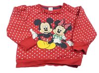 Červená puntíkatá mikina s Minnie a Mickey a volánkem C&A