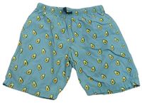 Modrozelené plátěné kraťasy s avokády H&M