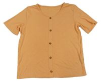Světleoranžové žebrované crop tričko s knoflíky PRIMARK