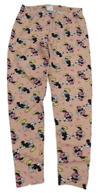 Pudrové melírované legíny s Mickey a Minnie a srdíčky Disney