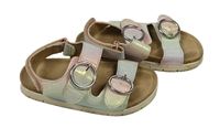 Bílo-béžové metalické koženo/korkové sandály Schuh vel. 25-26