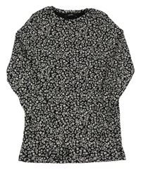 Černo-bílé kytičkované žebrované triko George