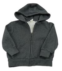 Tmavošedá melírovaná propínací mikina s kapucí H&M