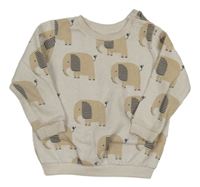 Světlebéžová melírovaná mikina se sloníky Matalan