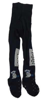 Tmavomodro-šedé punčocháče s mývalem lupilu