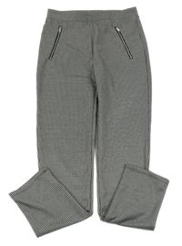Černo-světlešedé vzorované kalhoty se zipy PRIMARK