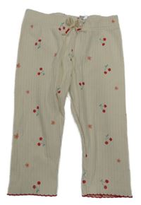 Smetanové žebrované crop tepláky s třešničkami a květy LC WaIKIKI