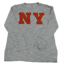 Šedo-černá melírovaná mikina s písmenky YIGGA