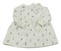 Nové - smetanové teplákové šaty s kytičkami F&F