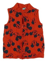 Červená prošívaná zateplená vesta s Mickey Disney