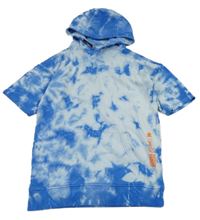 Modro-bílá batikovaná mikina s kapsou a kapucí F&F