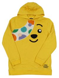 Tmavožlutá mikina s medvídkem Pudsey a kapucí s oušky George