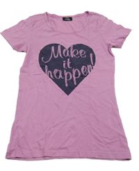 Růžovofialové tričko se srdíčkem s nápisy Page one young