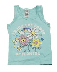 Pomněnkový top s kytičkami a nápisy INFINITY KIDS