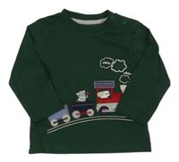 Smaragdové triko s mašinkou a zvířátky Nutmeg