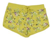 Žluté teplákové kraťasy s kytičkami a motýlky Y.F.K.
