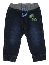 Tmavomodré cuff teplákové rifle s nápisy Ergee