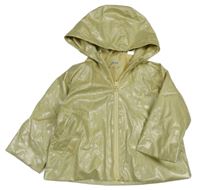 Okrová třpytivá nepromokavá jarní bunda s kapucí ZARA