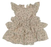 Světlerůžové šifonové šaty s kytičkami a volánky H&M