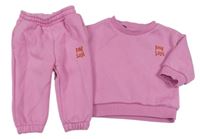 2Set - Růžová teplá oversize mikina s logem a mašlí a třešničkami + tepláky PINK SODA