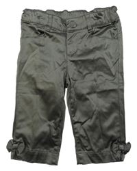 Tmavokhaki capri chino saténové kalhoty s mašlemi H&M