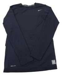 Tmavomodré funkční sportovní triko s logem Nike Pro