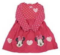 Tmavorůžové šaty s Minnie a puntíky H&M