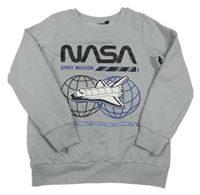 Šedá mikina s raketou a nápisem NASA