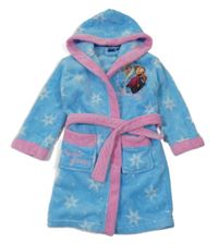 Azurovo-růžový plyšový župan s Frozen a vločkami a kapucí Disney