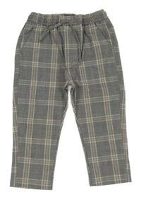 Černo-bílo-béžové kostkované vzorované chino kalhoty Next