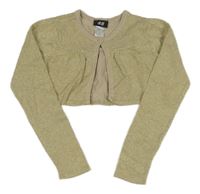 Béžovo-zlaté melírované propínací svetrové bolérko H&M