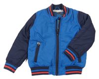 Cobaltově modro-tmavomodrý šusťákový pod/zimní bomber s pruhy M&S
